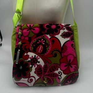Floral Pink & Lime Crossbody Bag - Stylish Women's Shoulder Bag